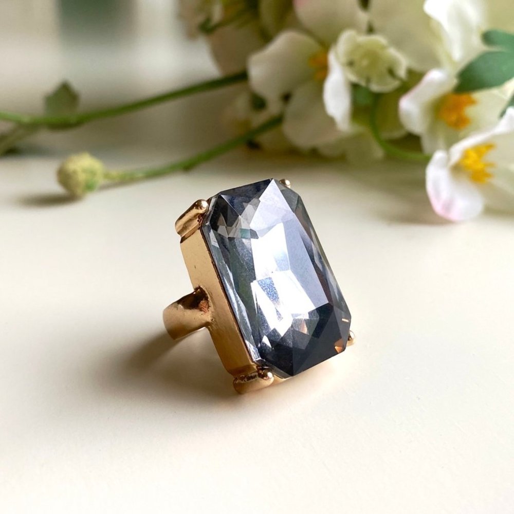 Gold Smoky Quartz Statement Ring
